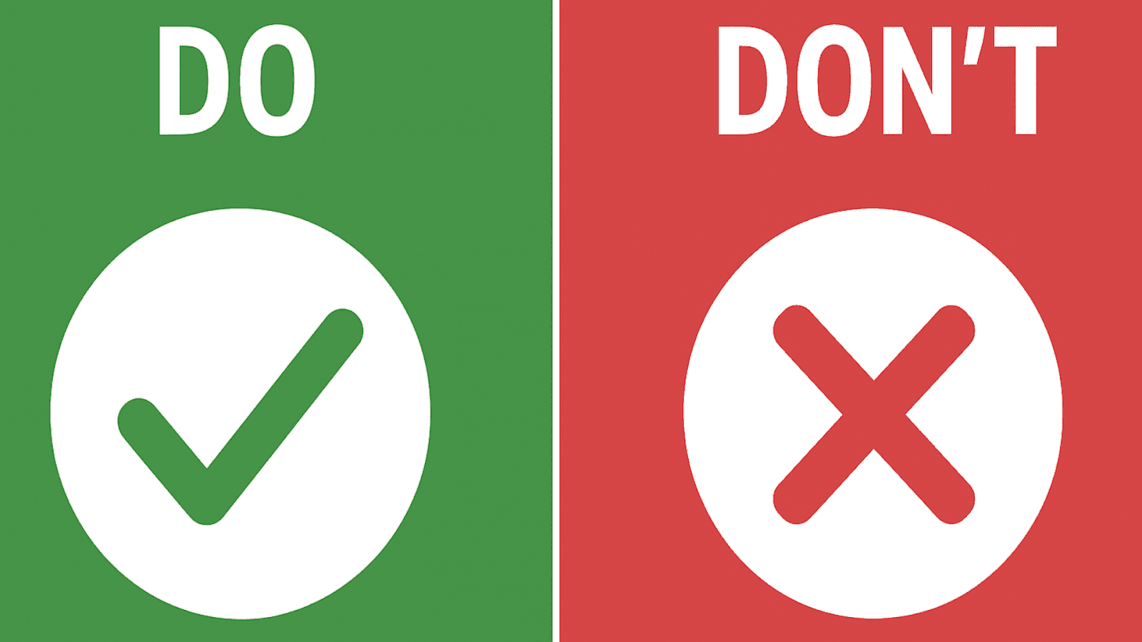 “Do vs Don’t” split graphic