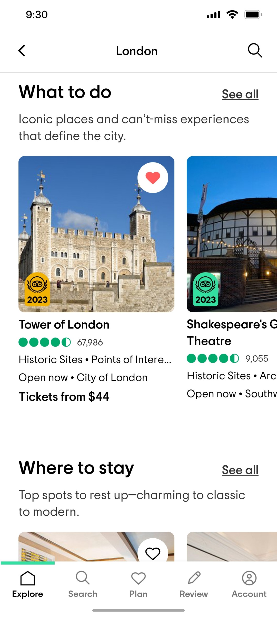 Tripadvisor Explore Page Screen