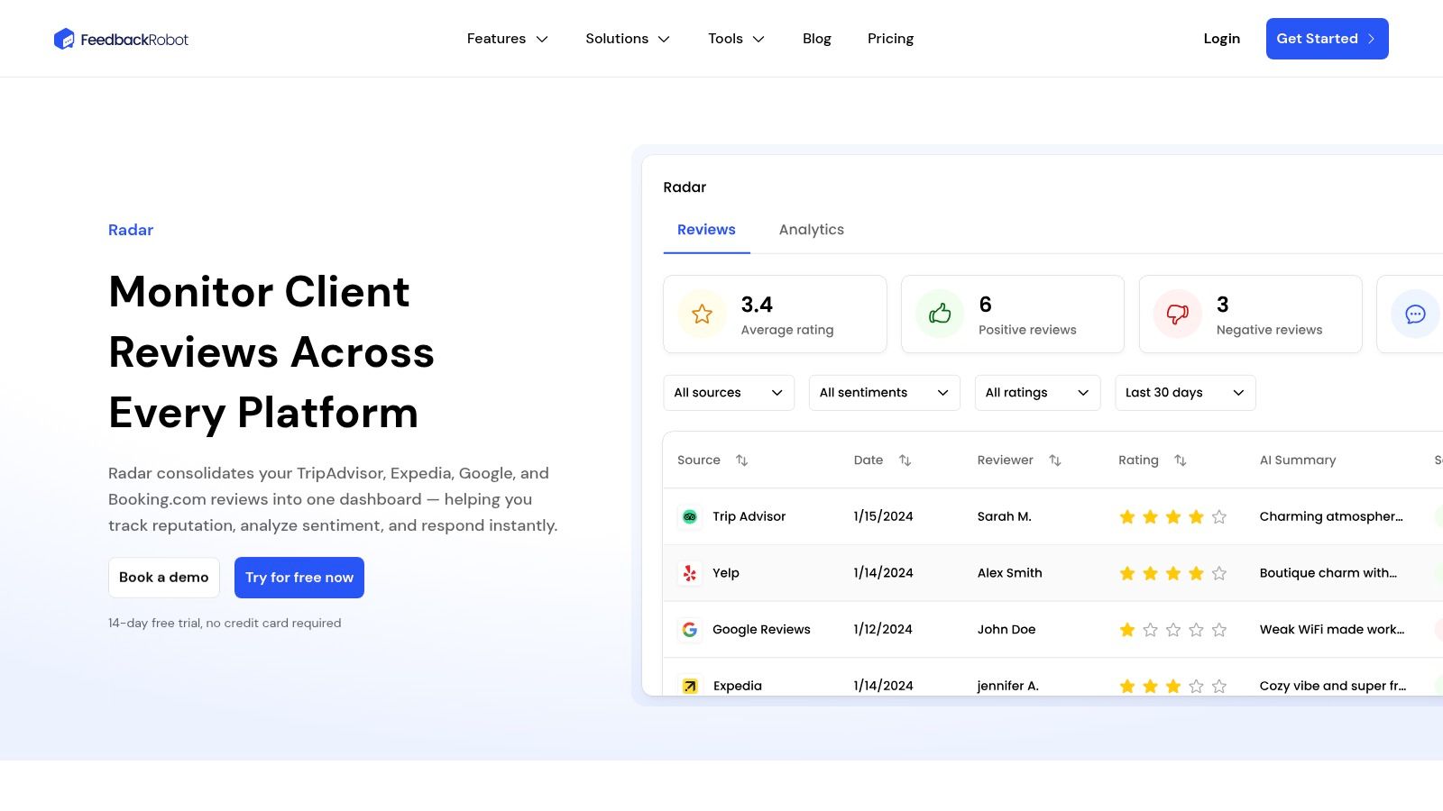 Screenshot from https://www.feedbackrobot.com/features/radar