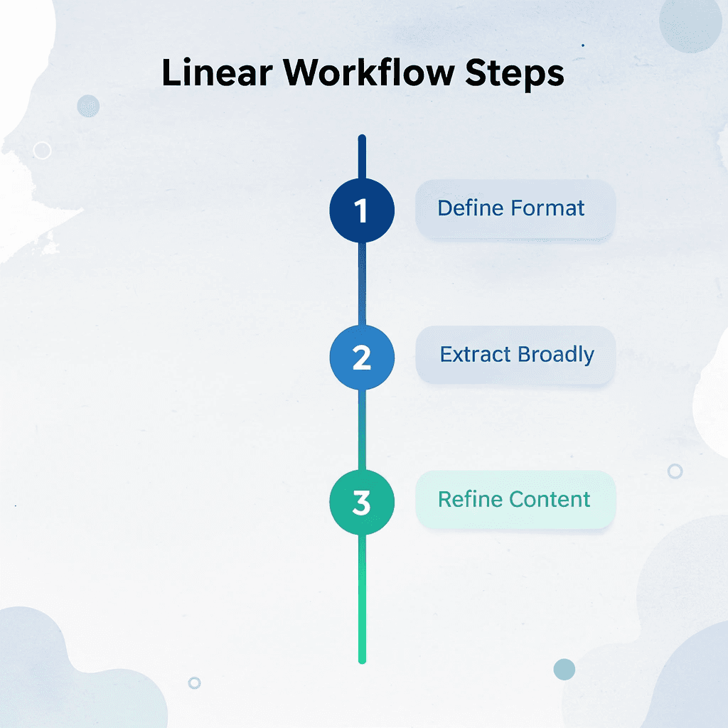 Three-step linear workflow process
