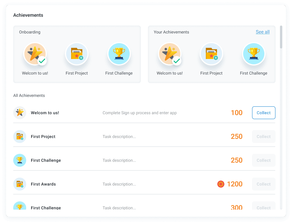 Different tasks listed