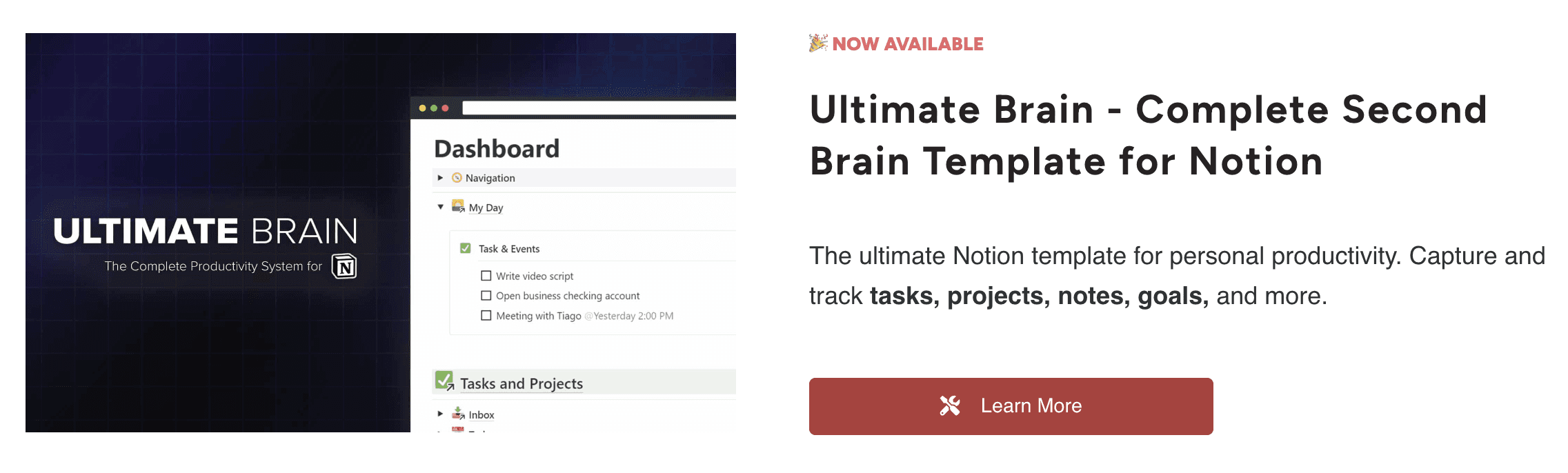 screenshot of the ultimate brain section of thomas frank's website