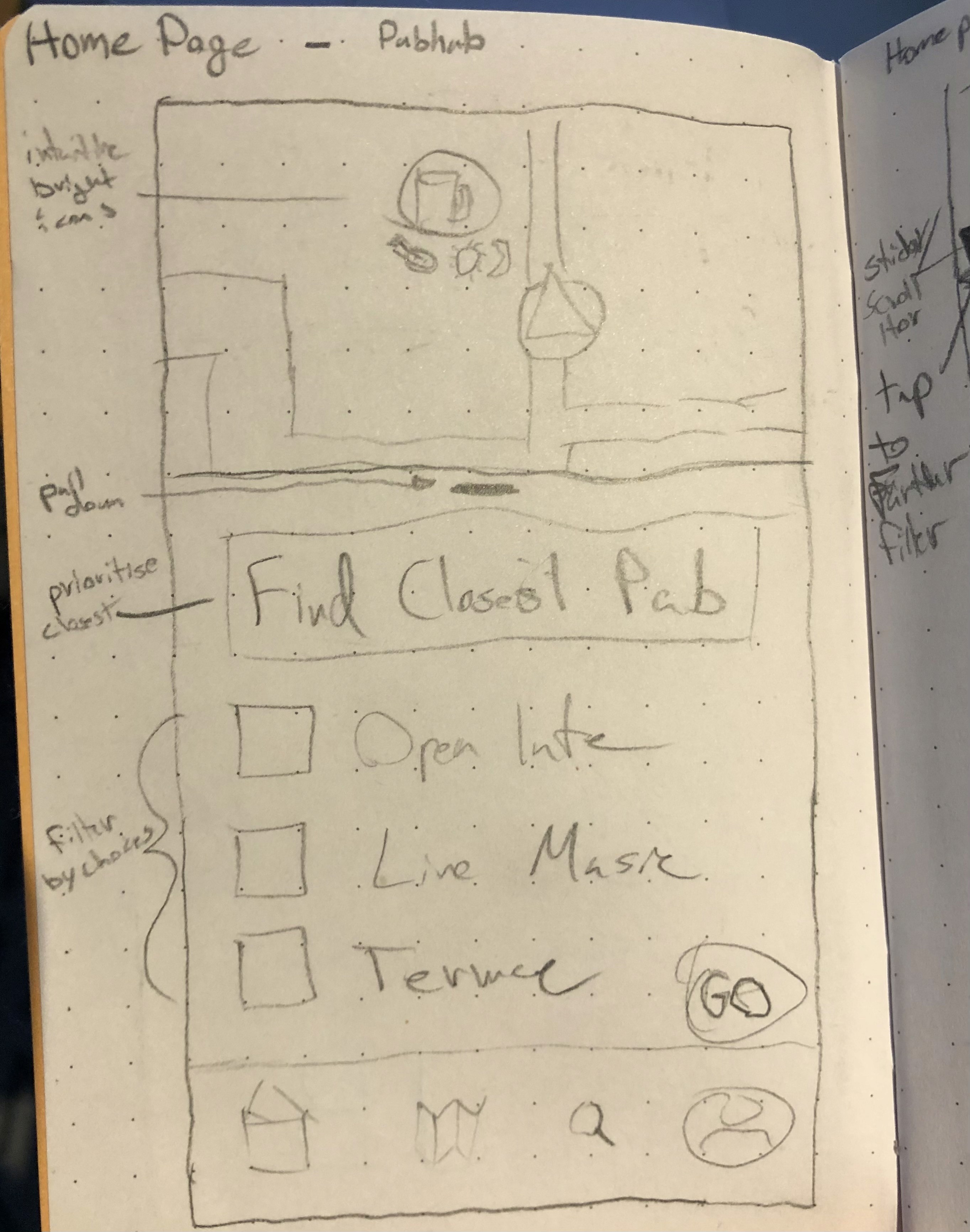 Pubhub Sketch wireframe 1 