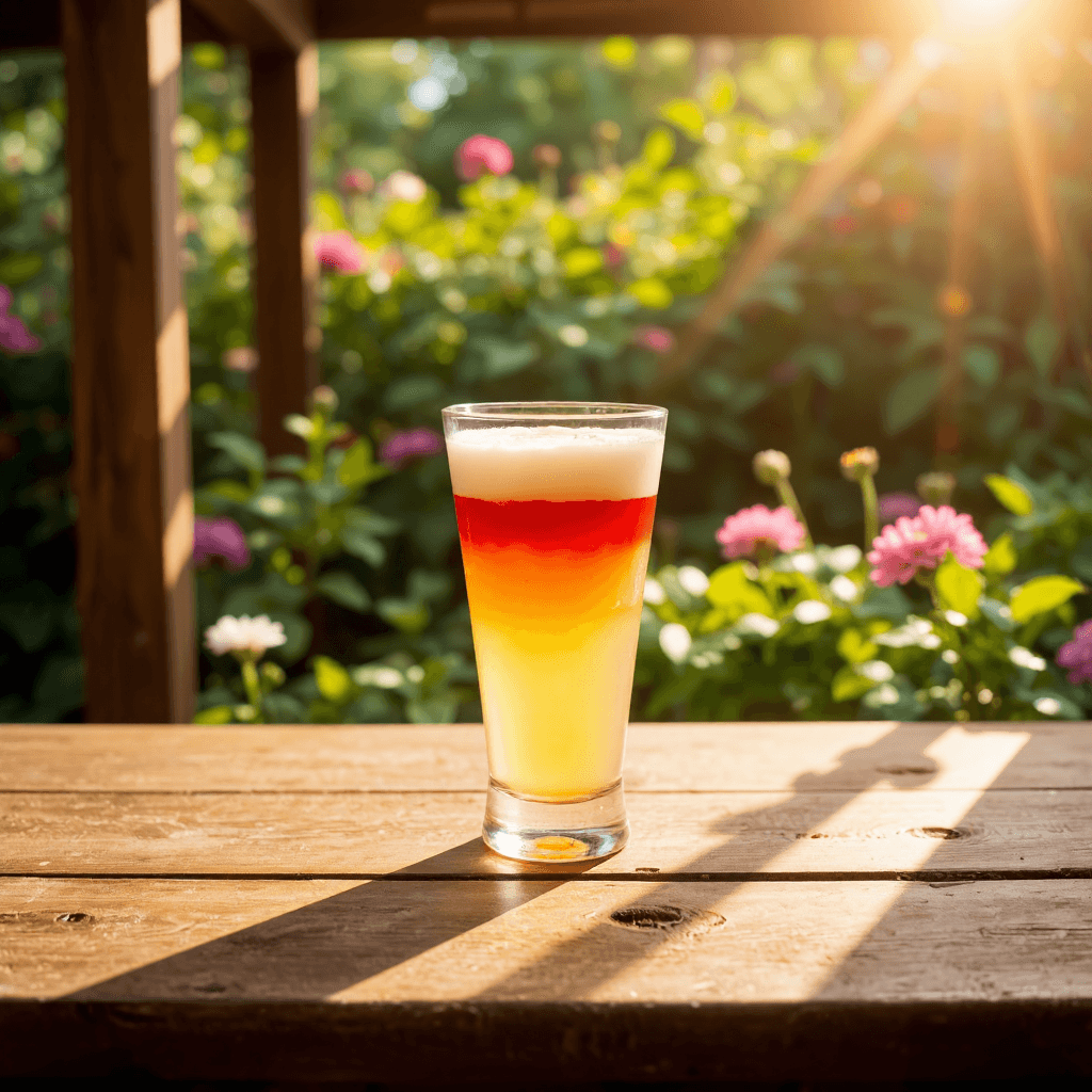 product photography of a cup of colorful beverage with layers of fruit and bubbles
