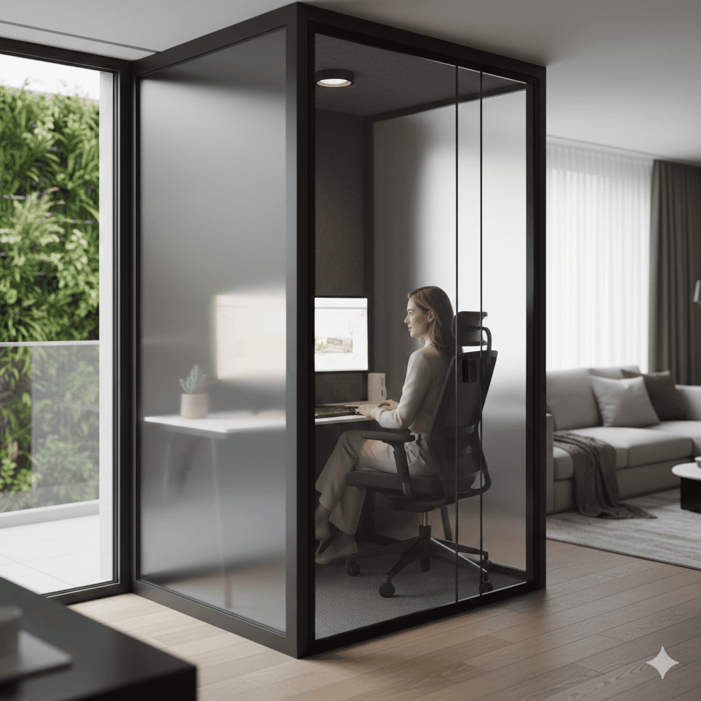 Dedicated private productivity pods for work-from-home in Gurgaon residences.