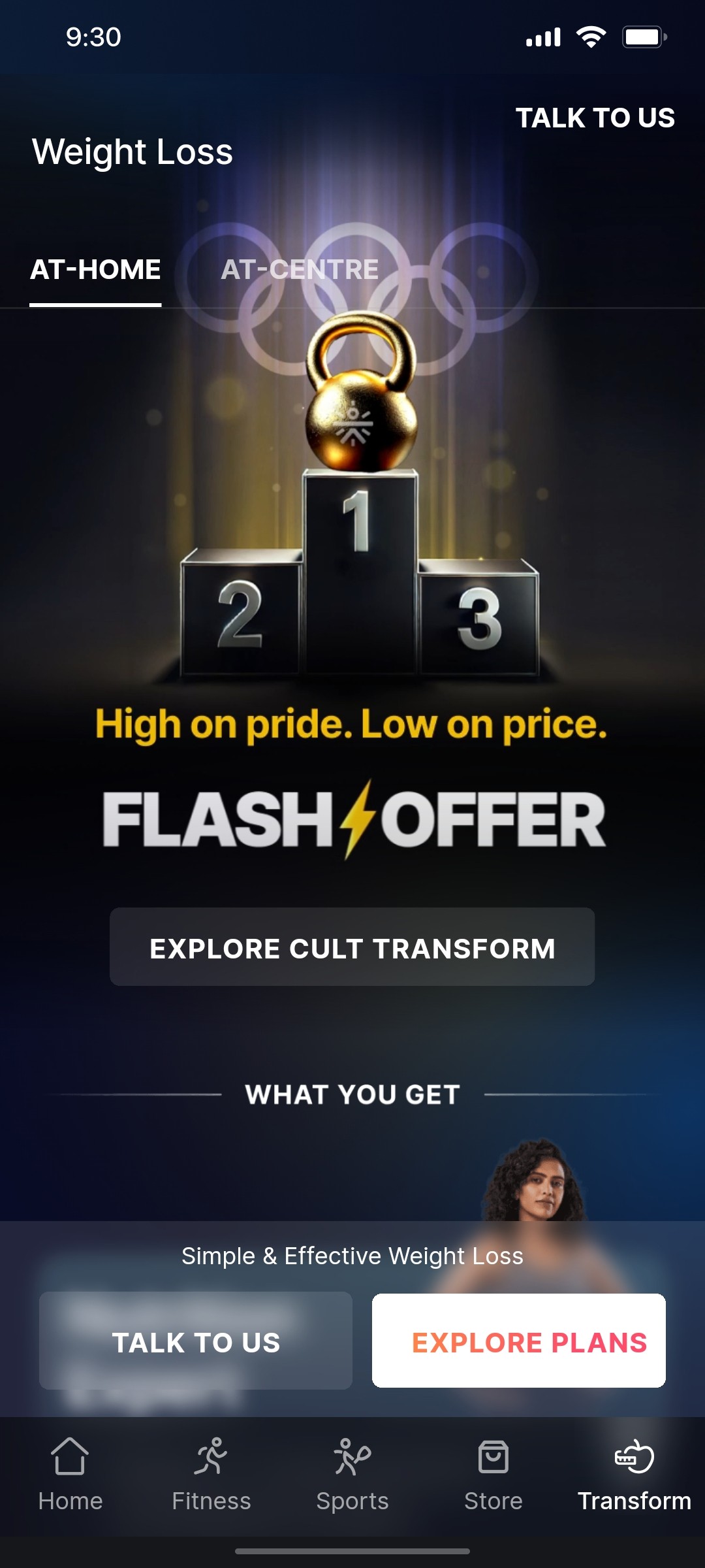 Cult.fit App Weiht loss Screen