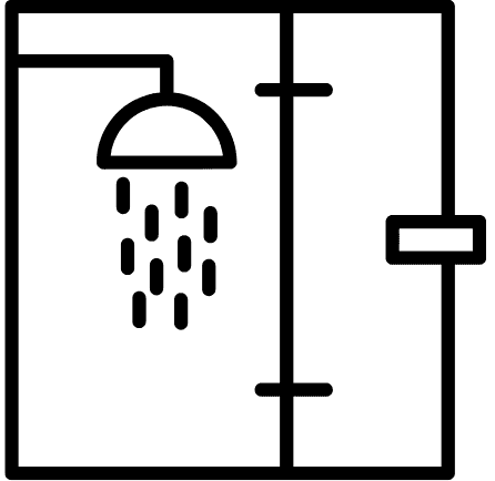 Petit icon noir d'une douche en 2D de MaisonN