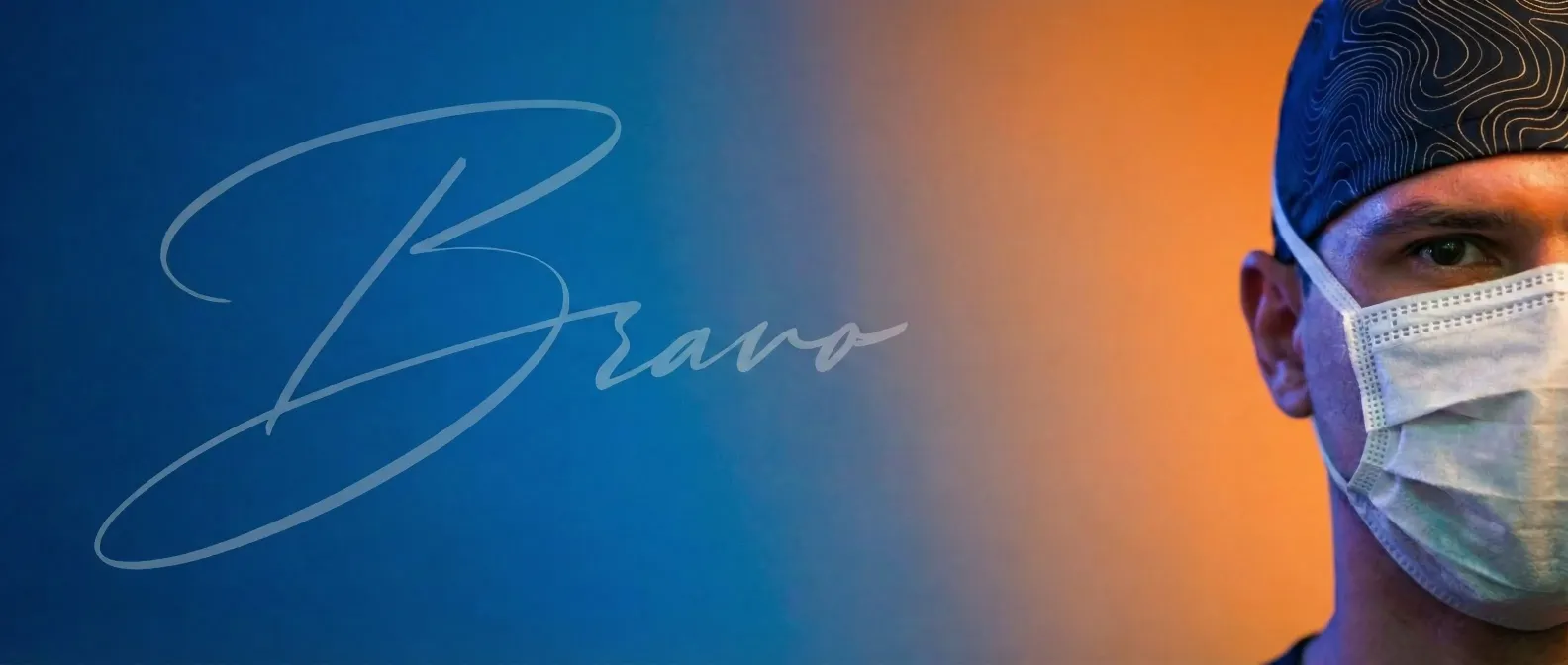Dr. Bravo in surgical attire performing signature plastic surgery procedures