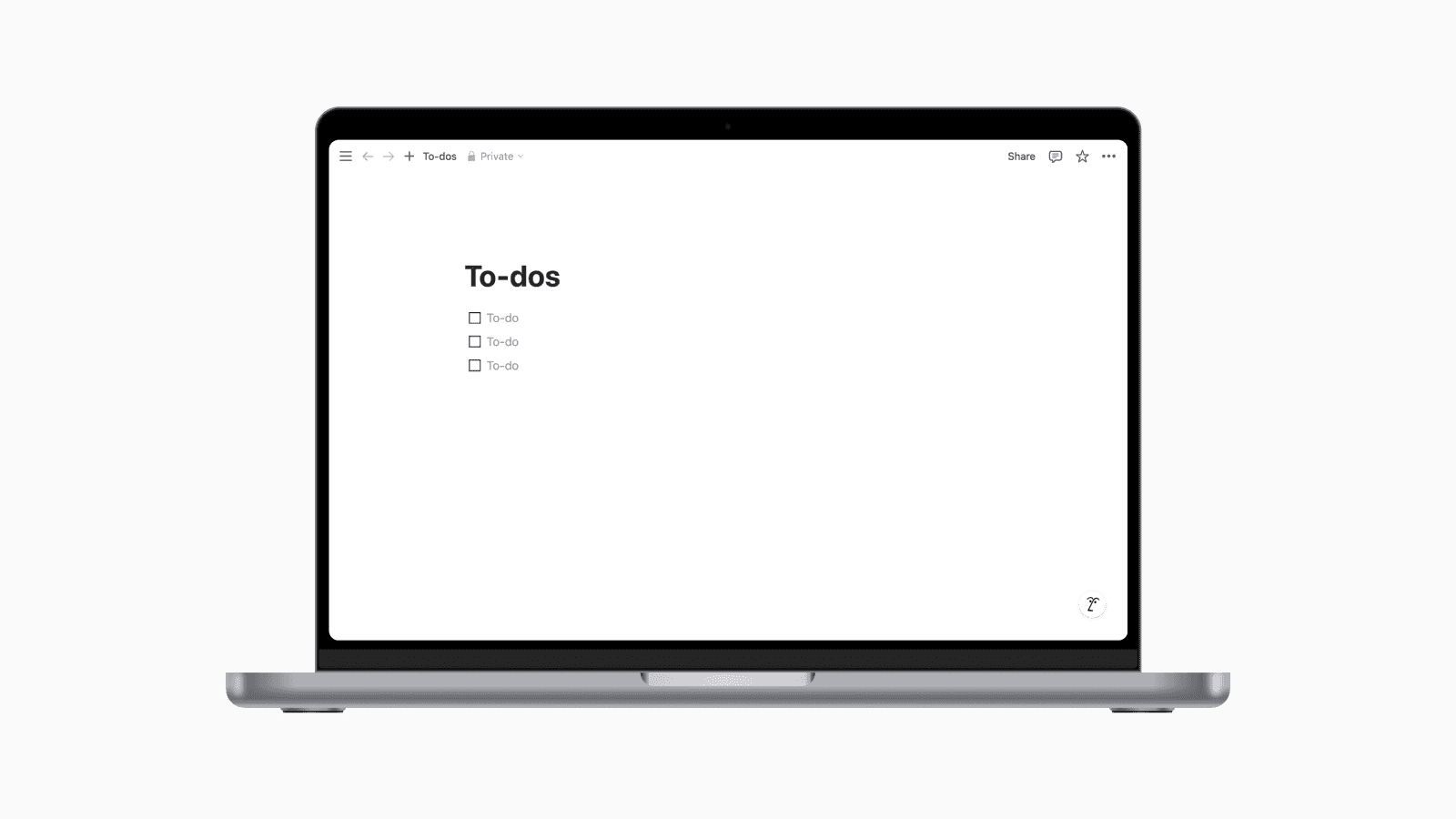 To-do list page in Notion on MacBook