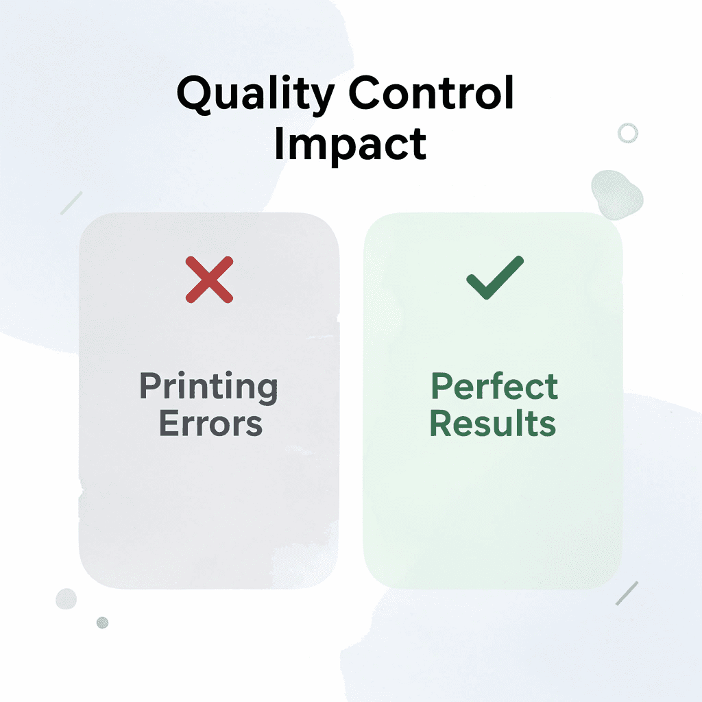 Before and after comparison showing quality control impact - T-Shirt Design Size