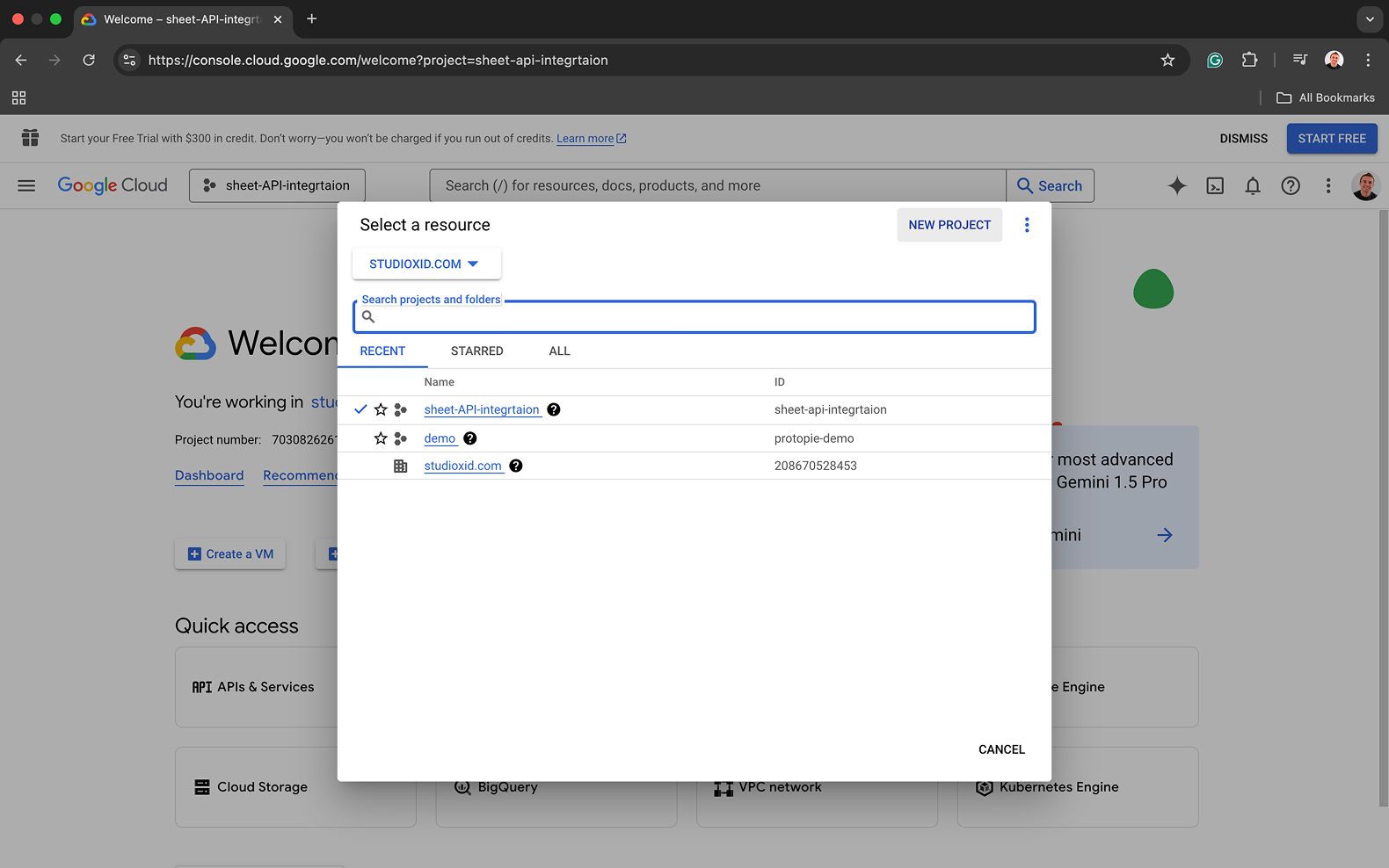 create a new project