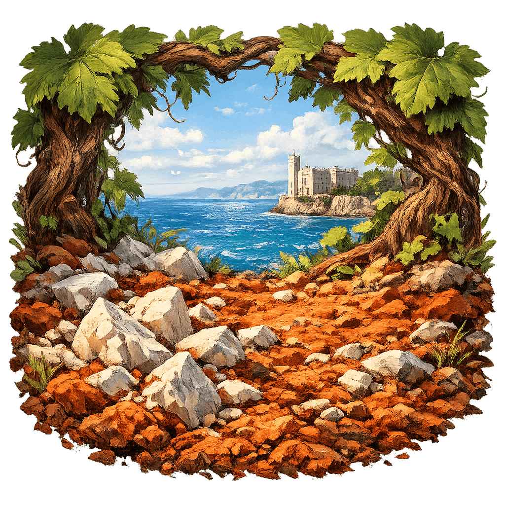 Detailed graphic of the Carso wine region.