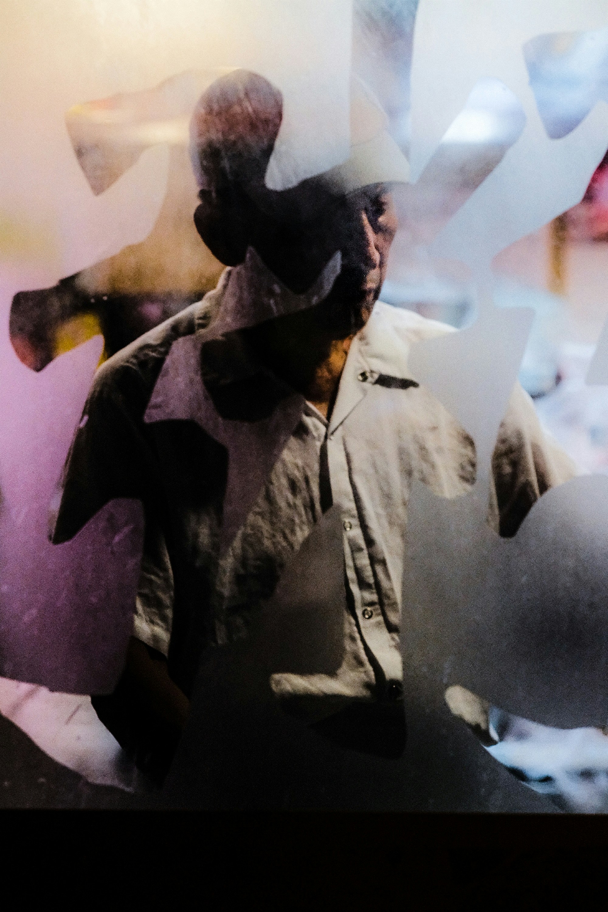 Person working behind window