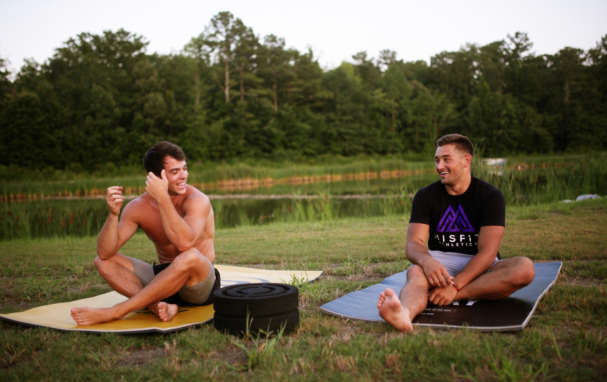 men laughing - Inner Thigh Stretches