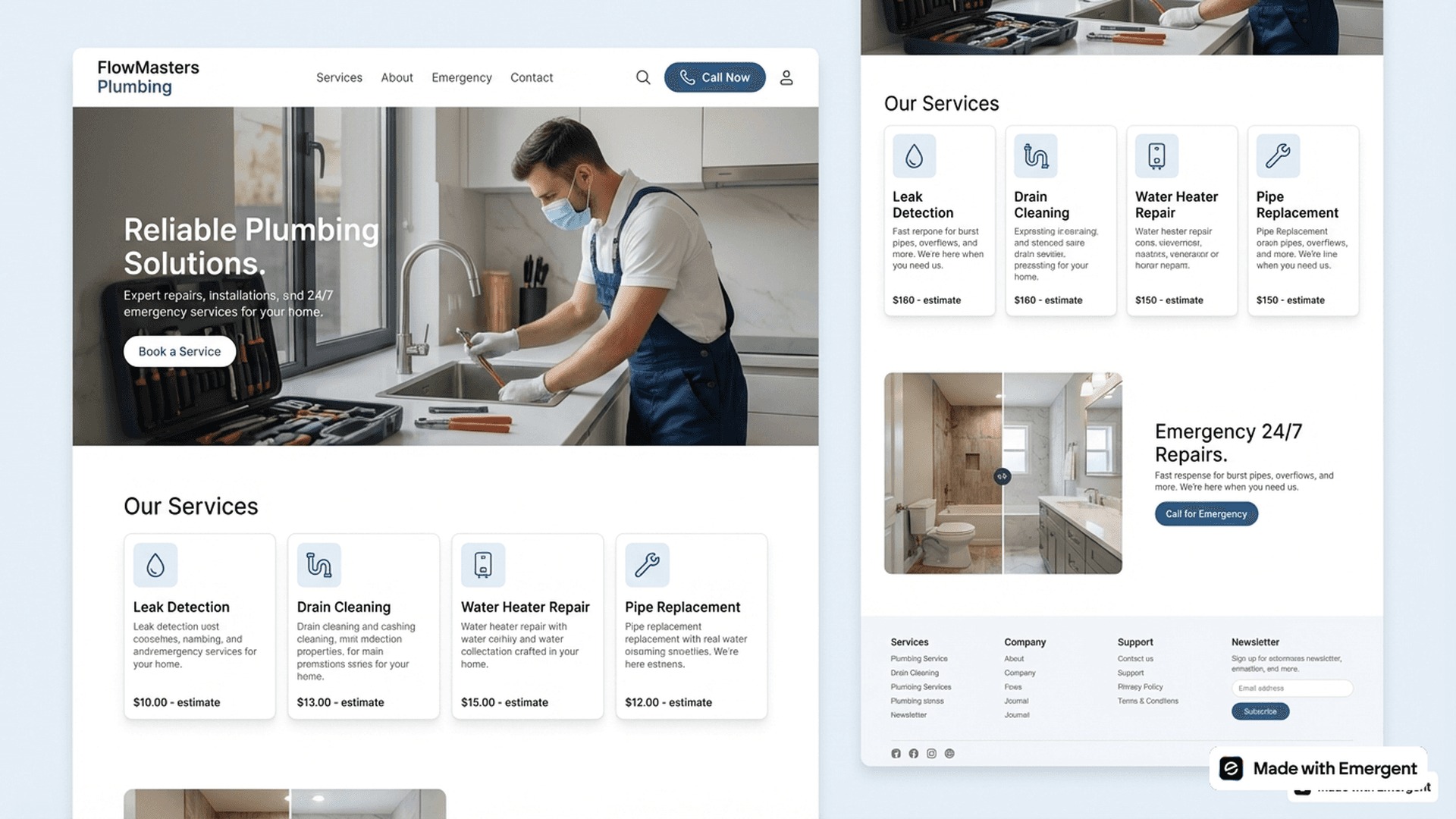 plumber website made with emergent