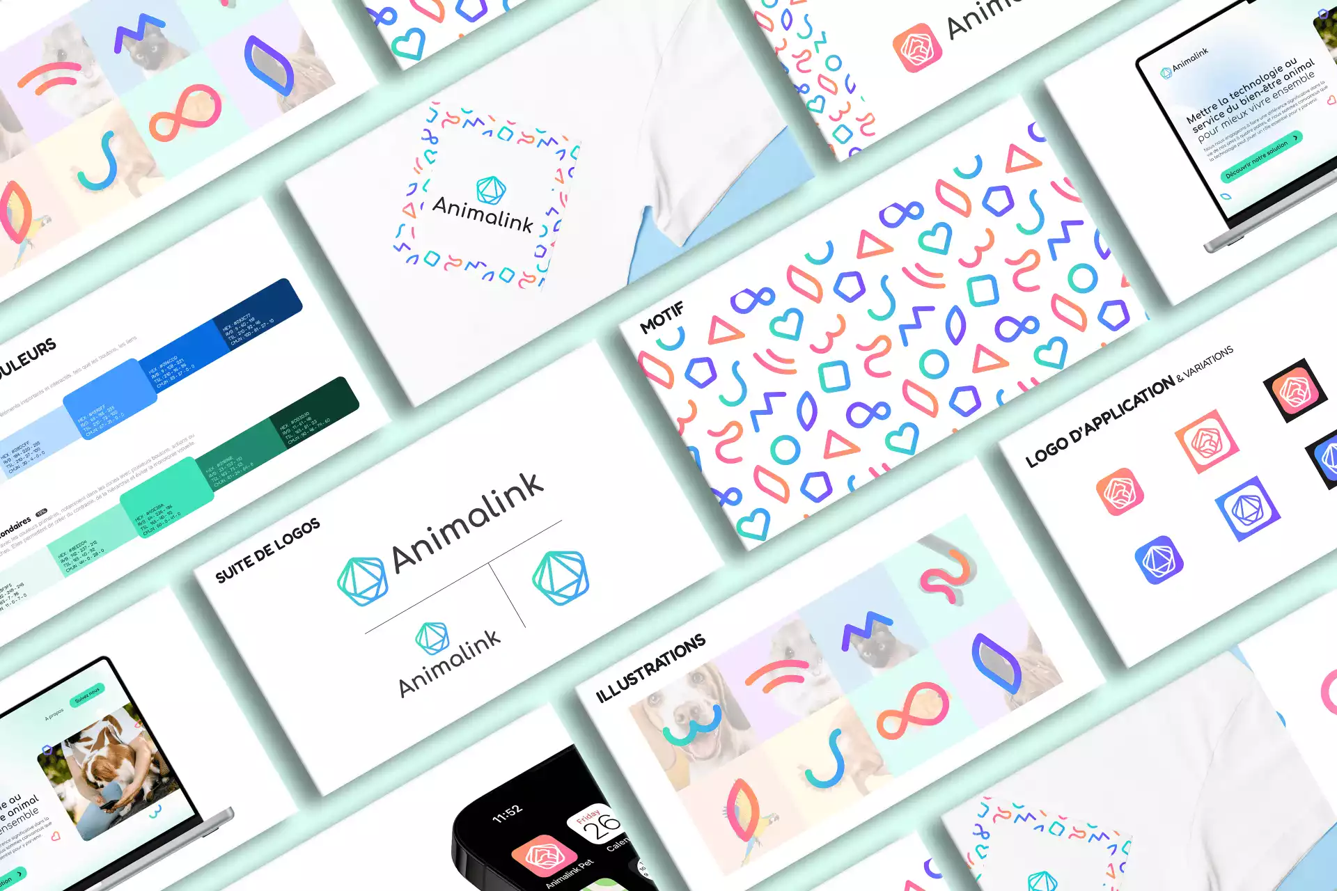 Charte graphique pour Animalink, par Coralie De Almeida, graphiste pour les acteurs du secteur animalier