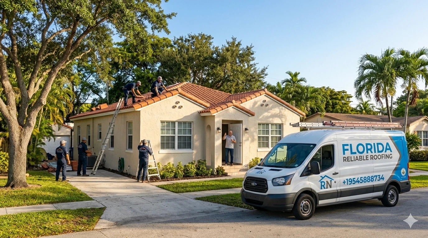 Roofing contractor North Miami FL — shingle and flat roof replacement on residential home by Roofing Network licensed contractor