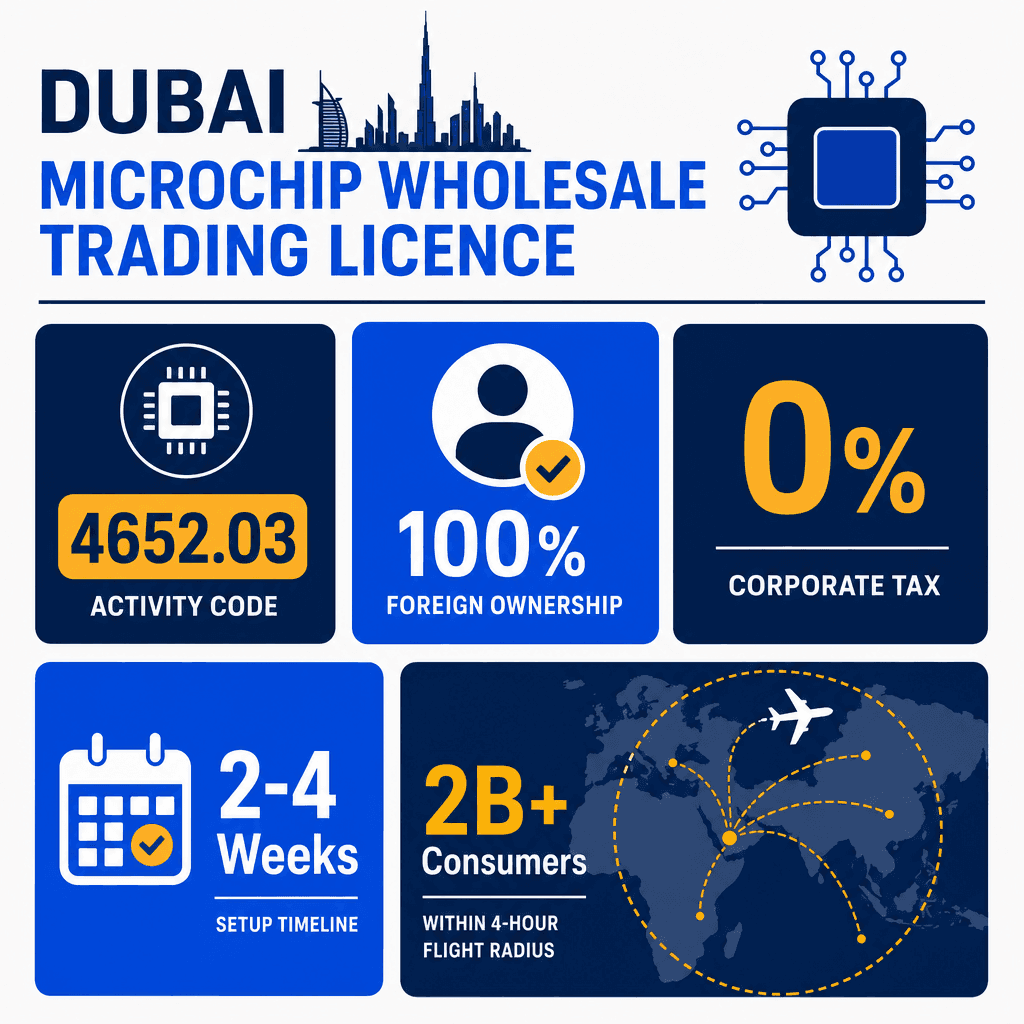 Infographic: Microchips & Integrated Circuits Wholesale Trading License in Dubai: Cost and Requirements