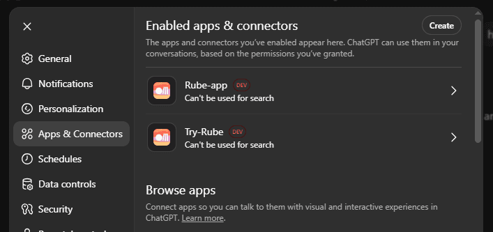 create option in connectors