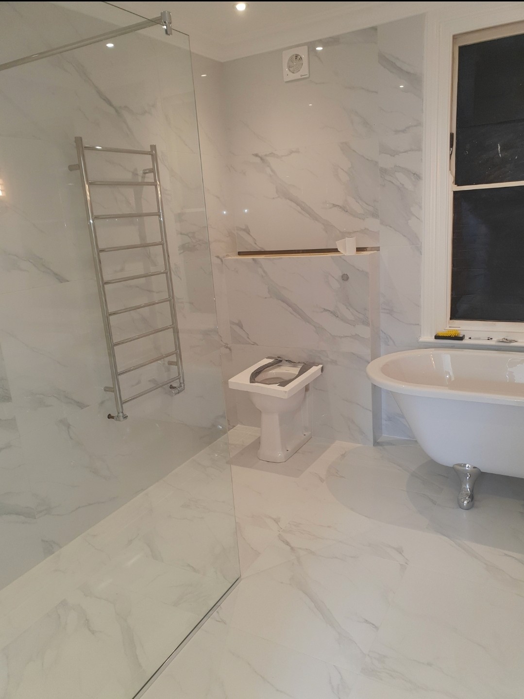 Beautiful marble bathroom renovation in north london