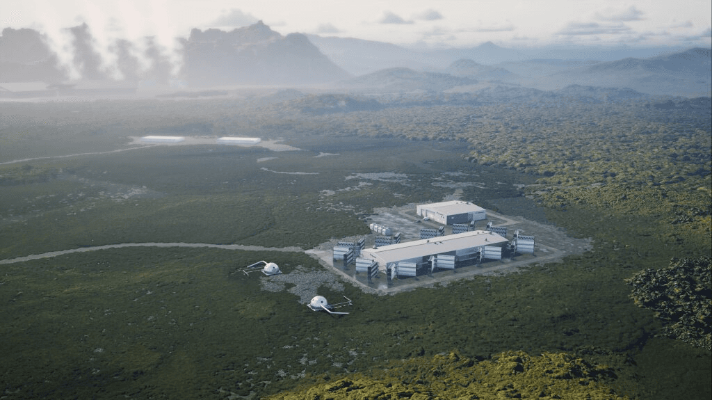 Climeworks Mammoth direct air capture facility in Iceland — the world's largest DAC+S plant permanently storing CO2 as mineralised rock underground