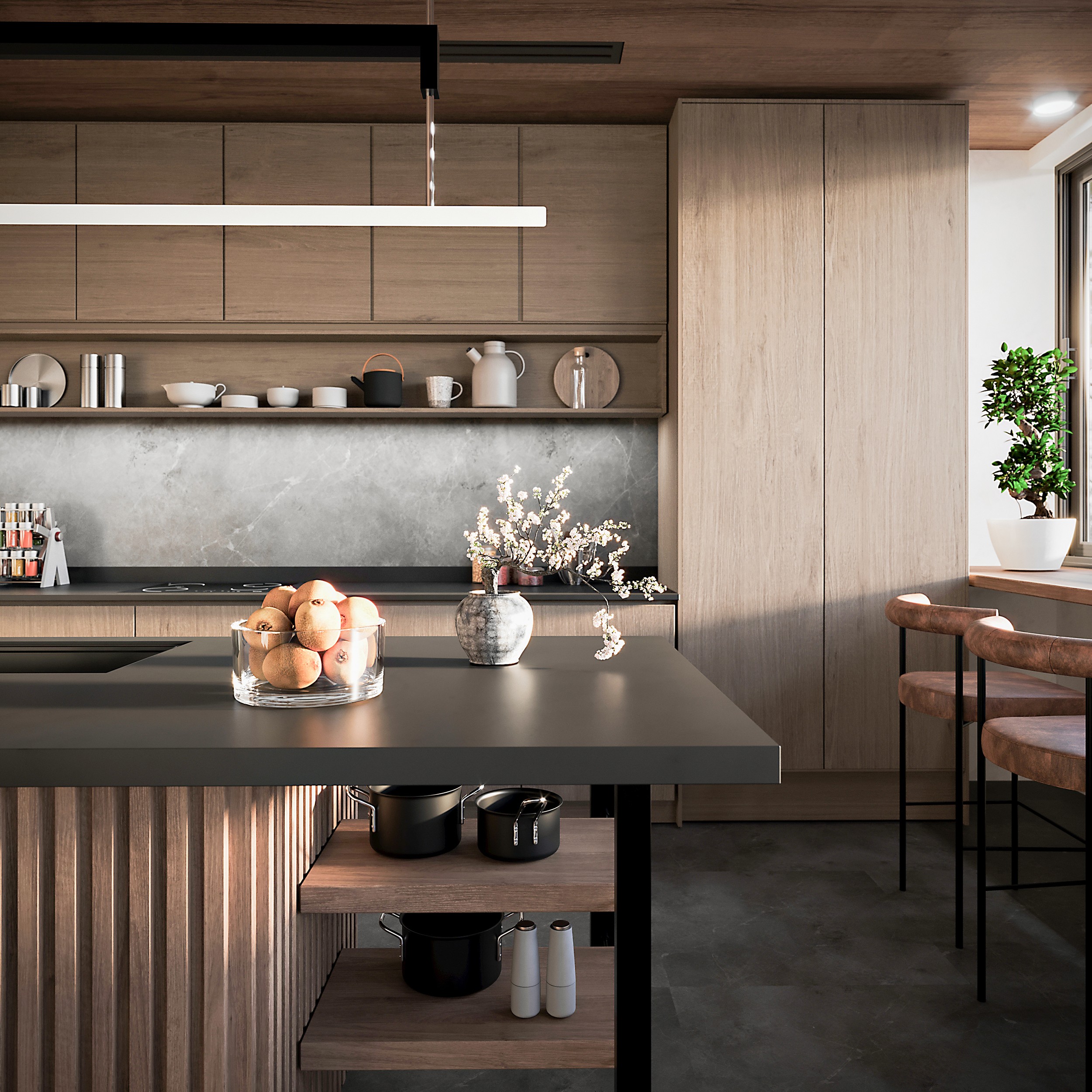 Dark marble kitchen