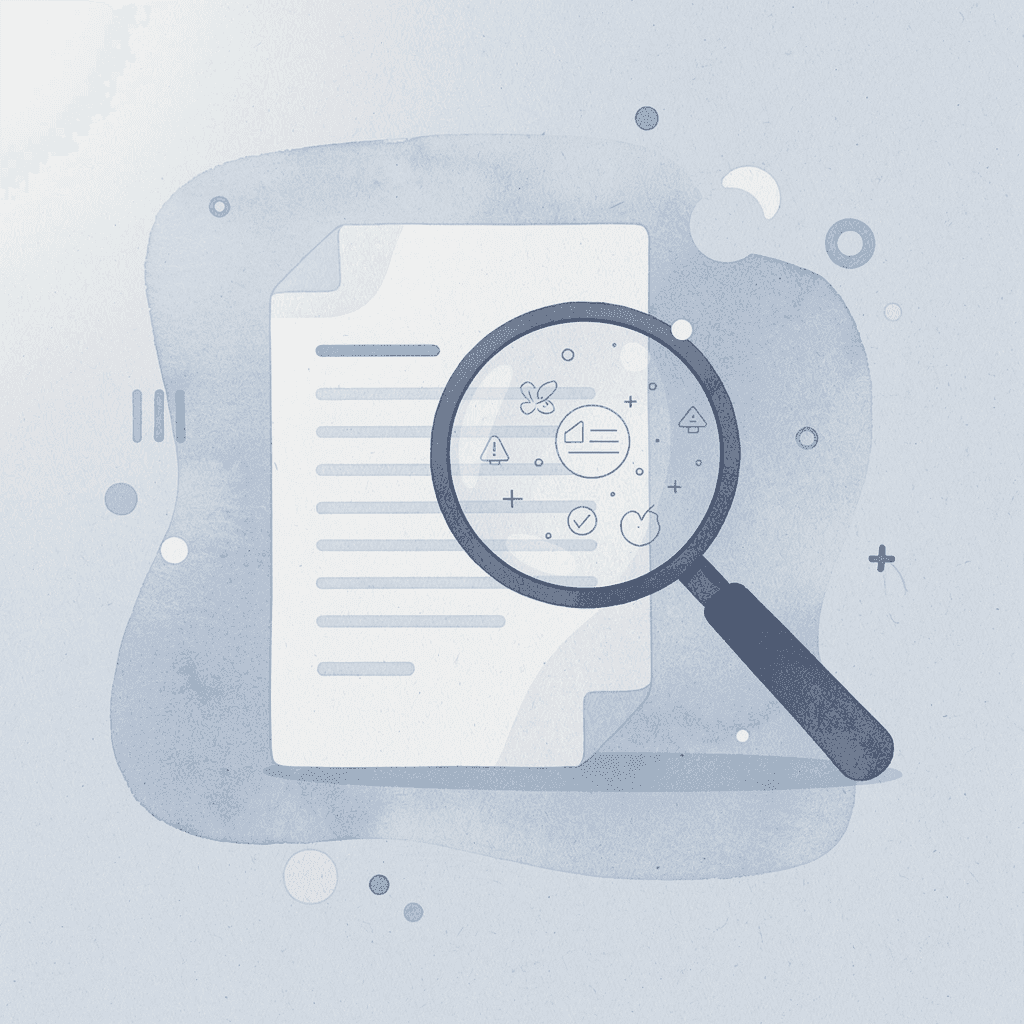 Magnifying glass examining documents representing AI-powered legal analysis