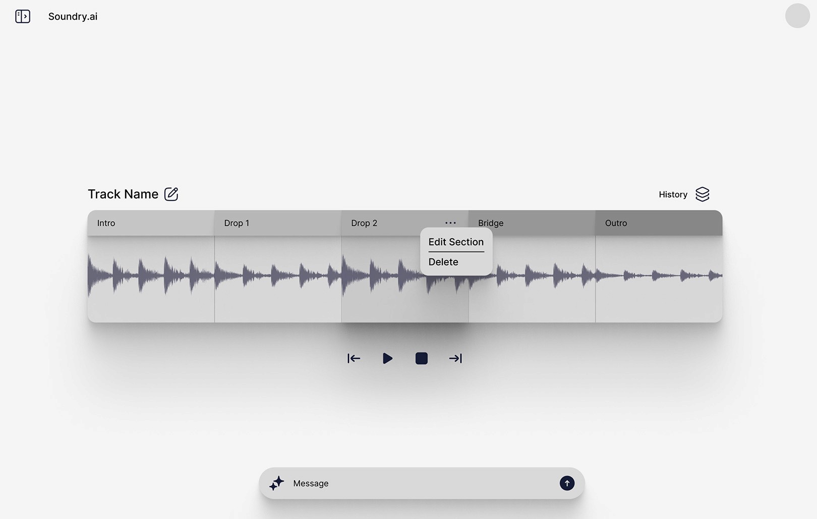 Soundry AI initial wireframe
