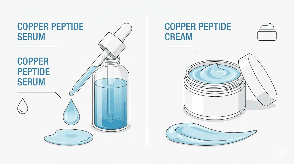 Copper peptide cream vs serum texture comparison