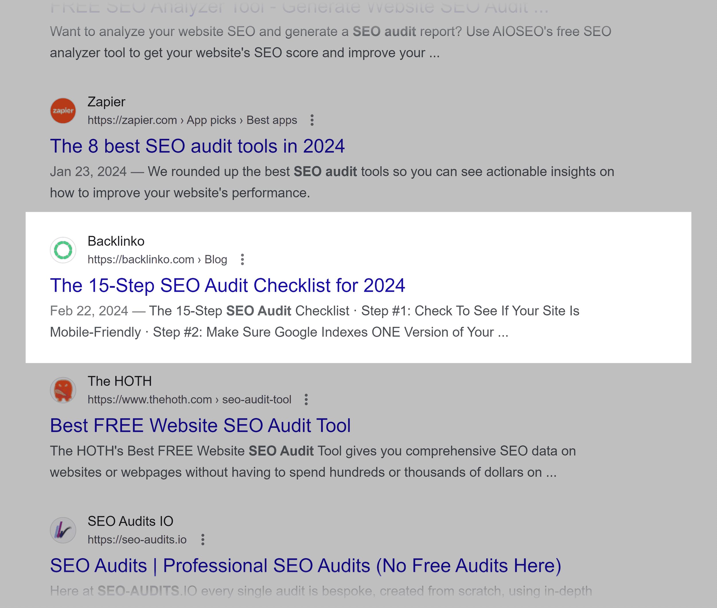 Google SERP – SEO Audit