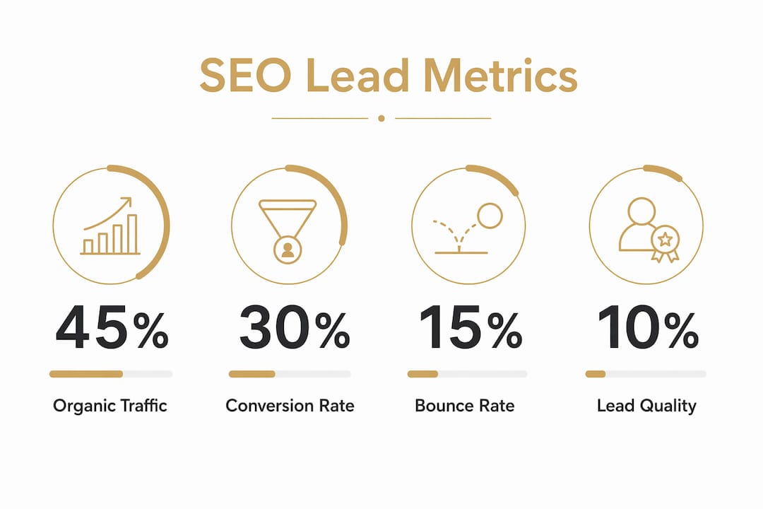 Infographic showing SEO lead generation key performance indicators