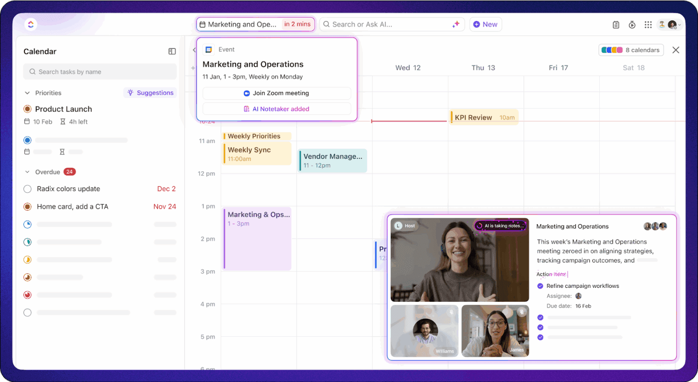 ClickUp AI Meeting Notetaker：リモートチーム向けの多彩なツール