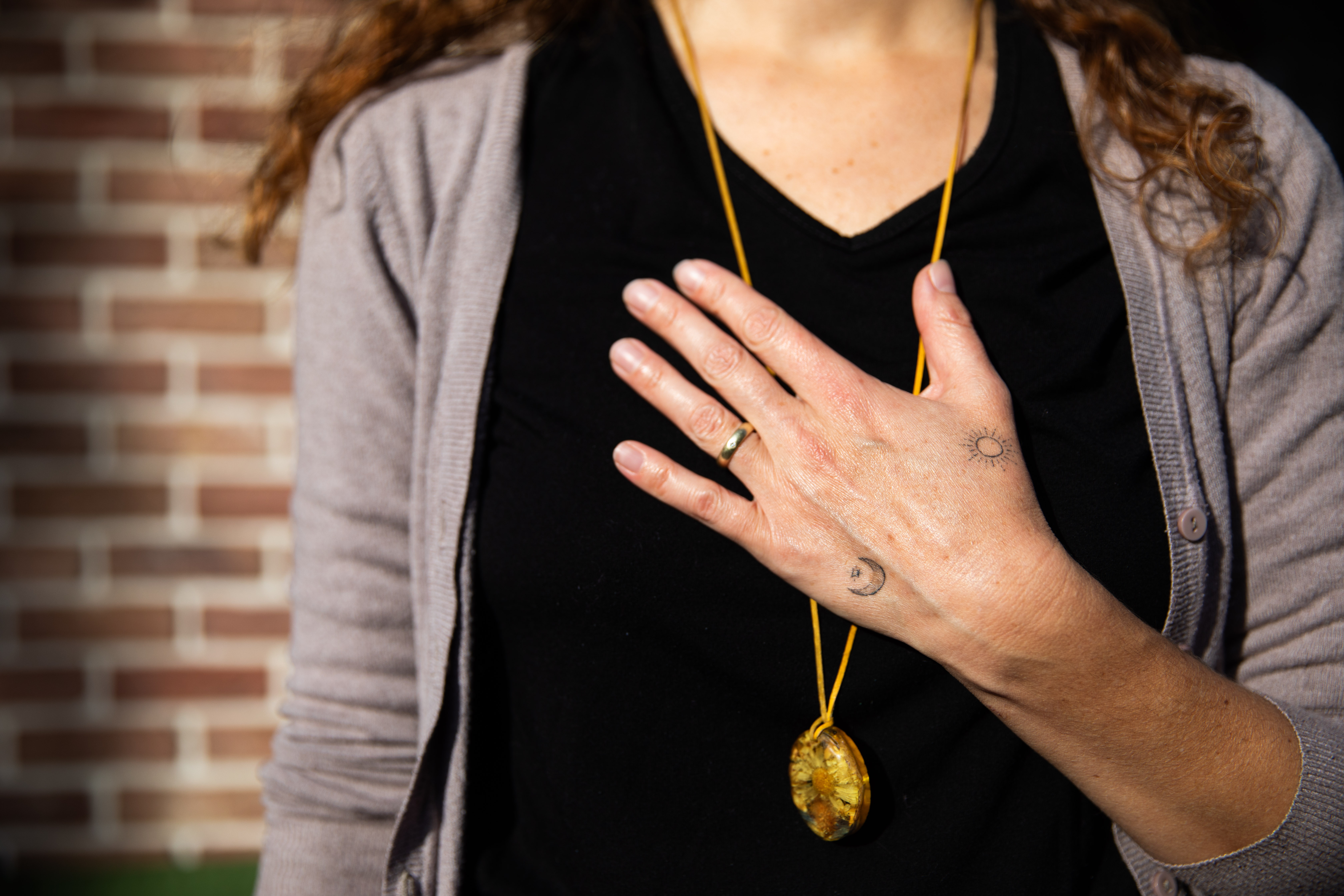 A woman focusing on her breathing