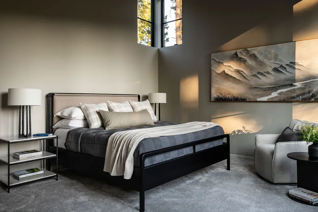 A remodeled luxurious bedroom in Suncadia Cle Elum, WA.  Remodeled home with modern accents and natural feel.  Elegant Simplicity in Bellevue, WA is a full service interior design firm that specializes in remodels, decoration and home organization. 