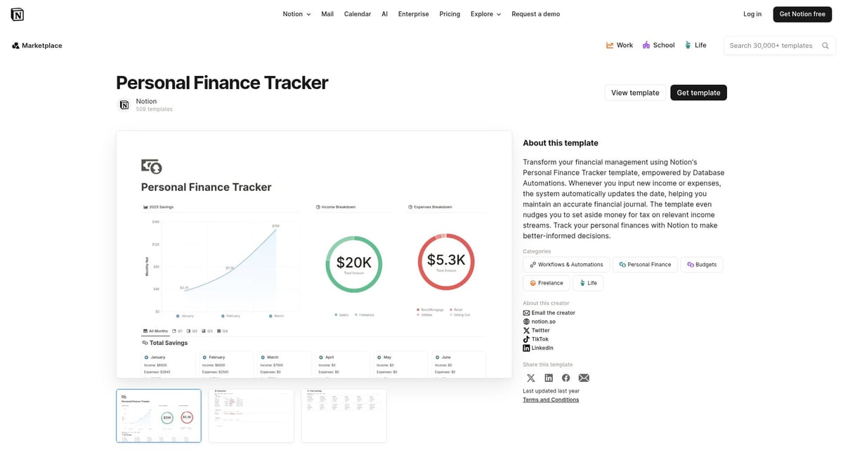 7 Best Notion Finance Template Picks for 2026 - Personal Finance Tracker by Notion