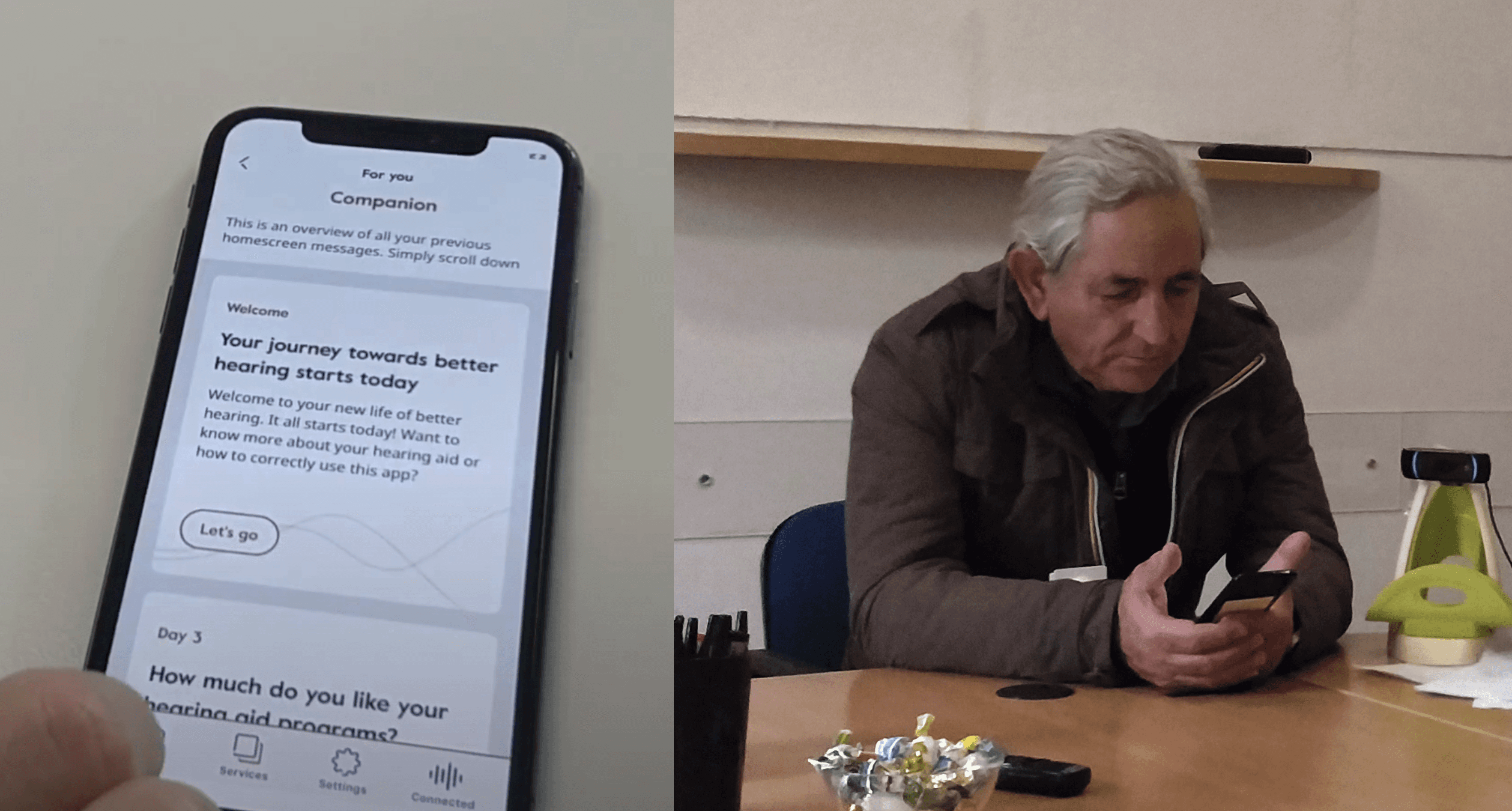 Testing the app with elder customers in Italy. 