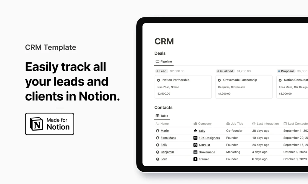 Free Notion Templates CRM