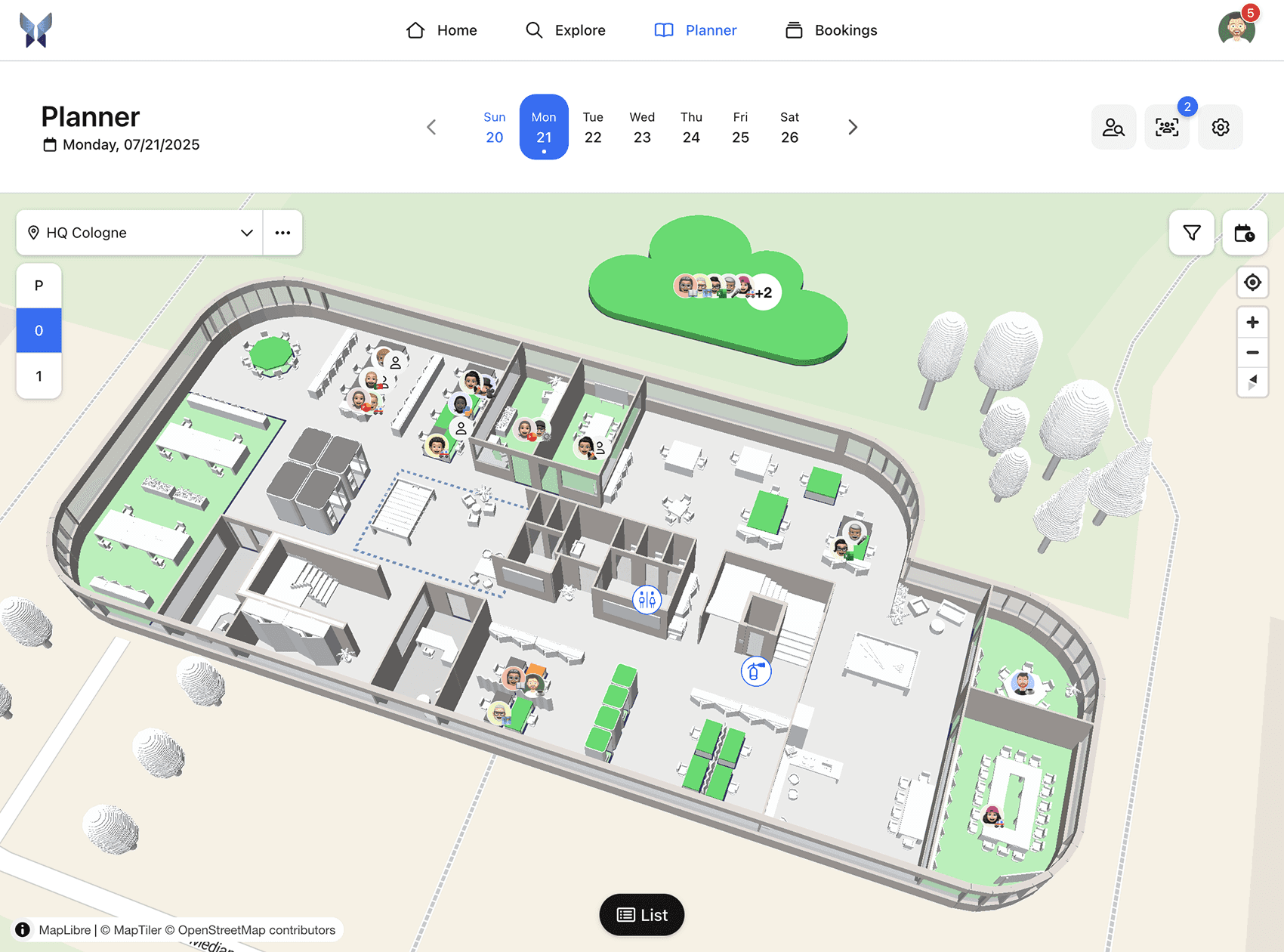 With anny's interactive 3D map, workspaces can be easily booked and shared for simple workspace management.