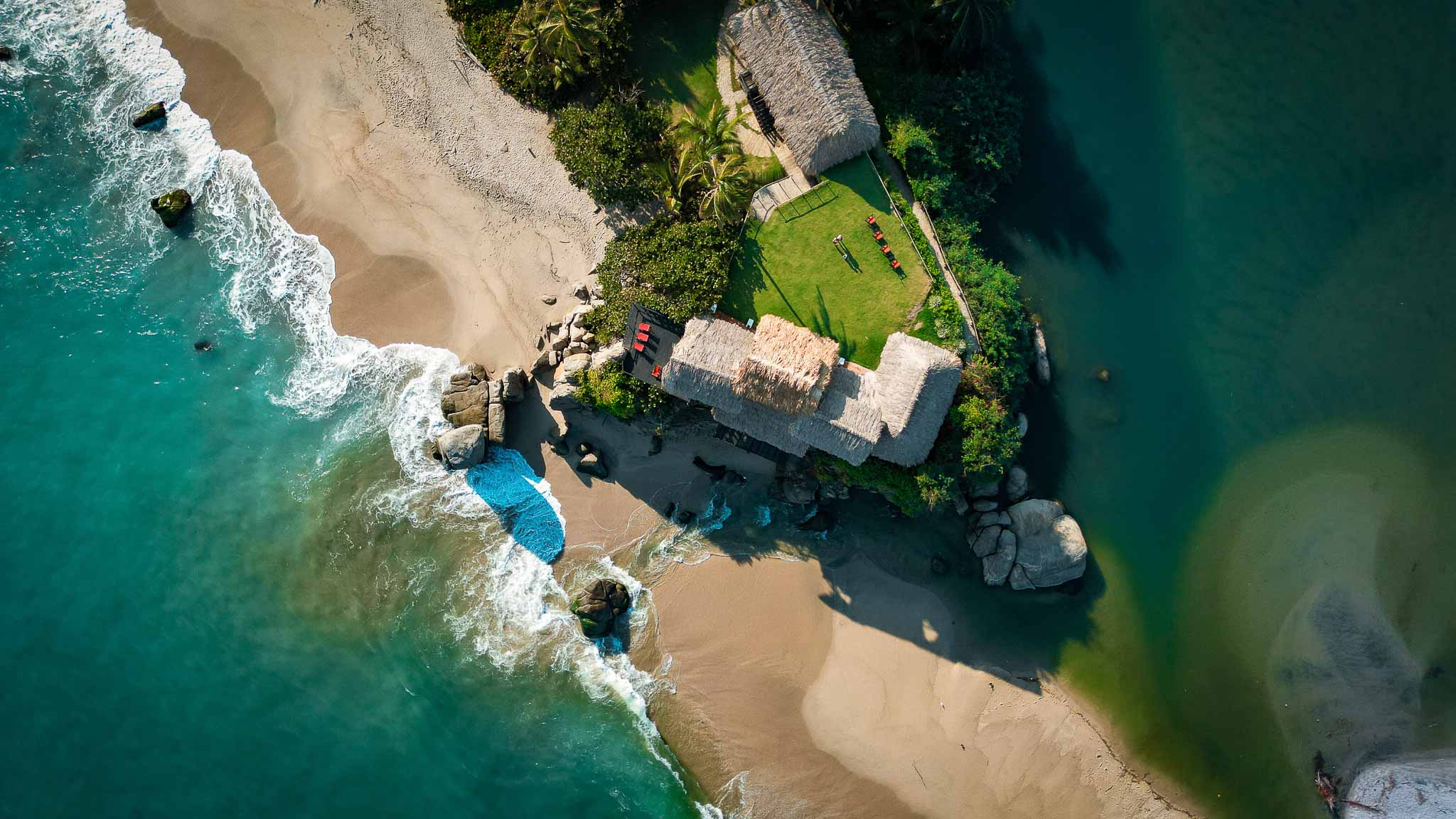 los naranjos drone colombia resort on the beach
