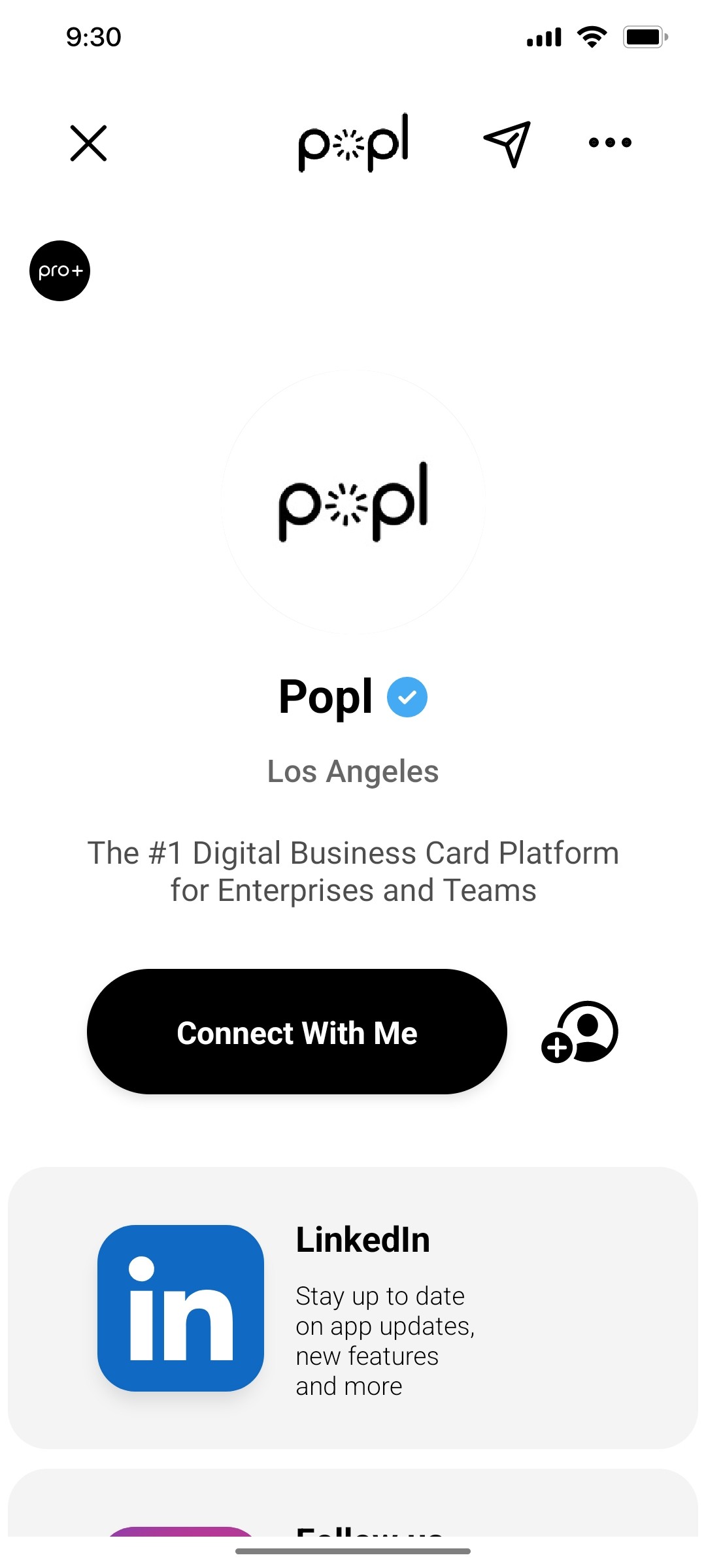 Popl Connect With Me Screen