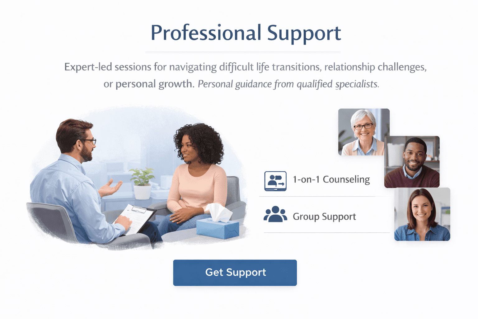 Professional relationship therapy session for emotional healing, conflict resolution, and personal growth support.