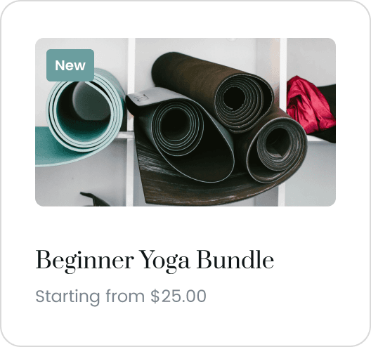 Beginnger yoga bundle course card UI
