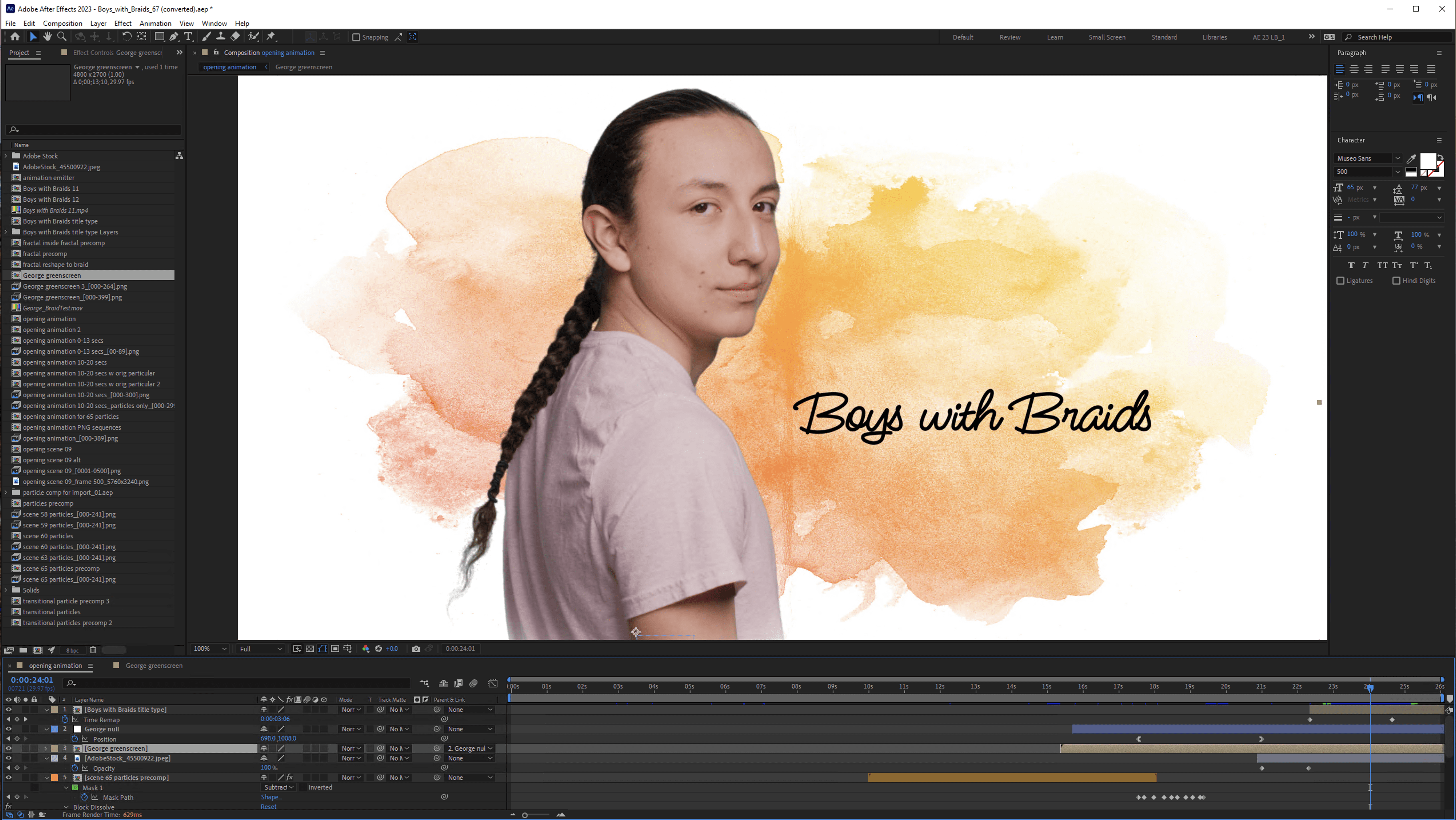 Composition of man with braid