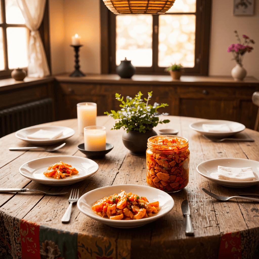 product photography of plastic container of kimchi