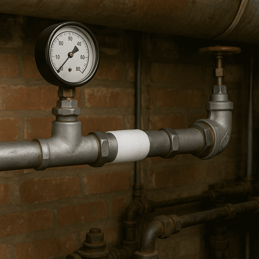 Conserto de válvulas e conexões com fita de reparo industrial para encanamentos
