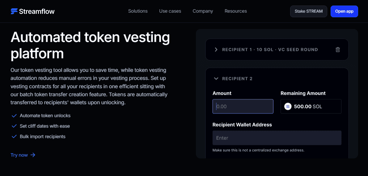Crypto Token Vesting