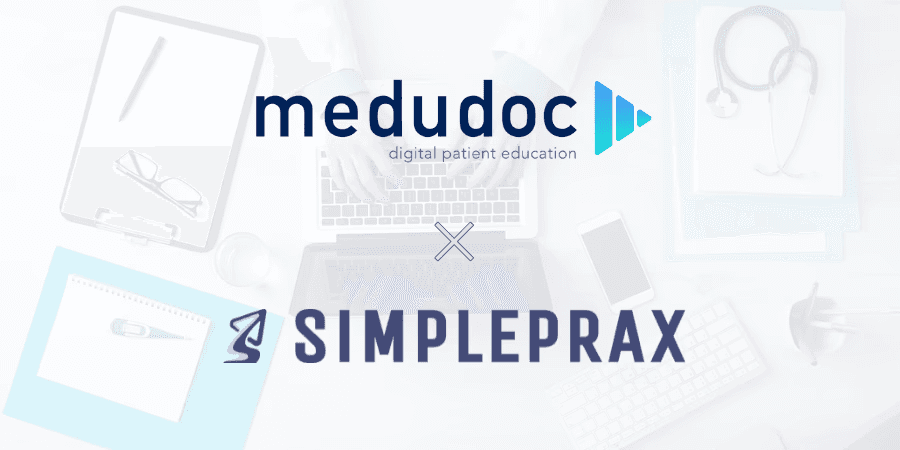 Grafik mit dem Simpleprax Logo und medudoc