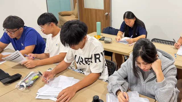 students doing work