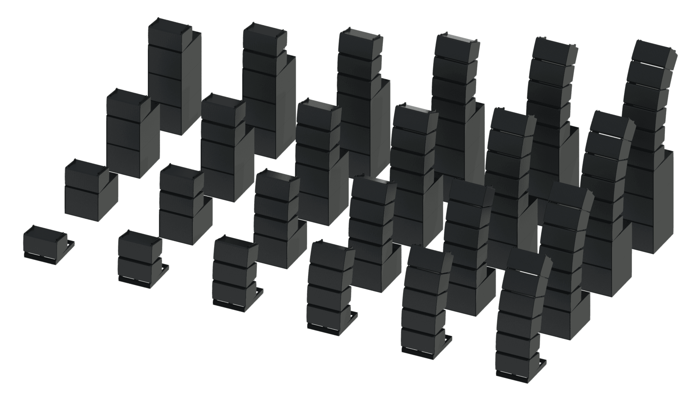PL Series ground stacked line array showing some of the possible types.