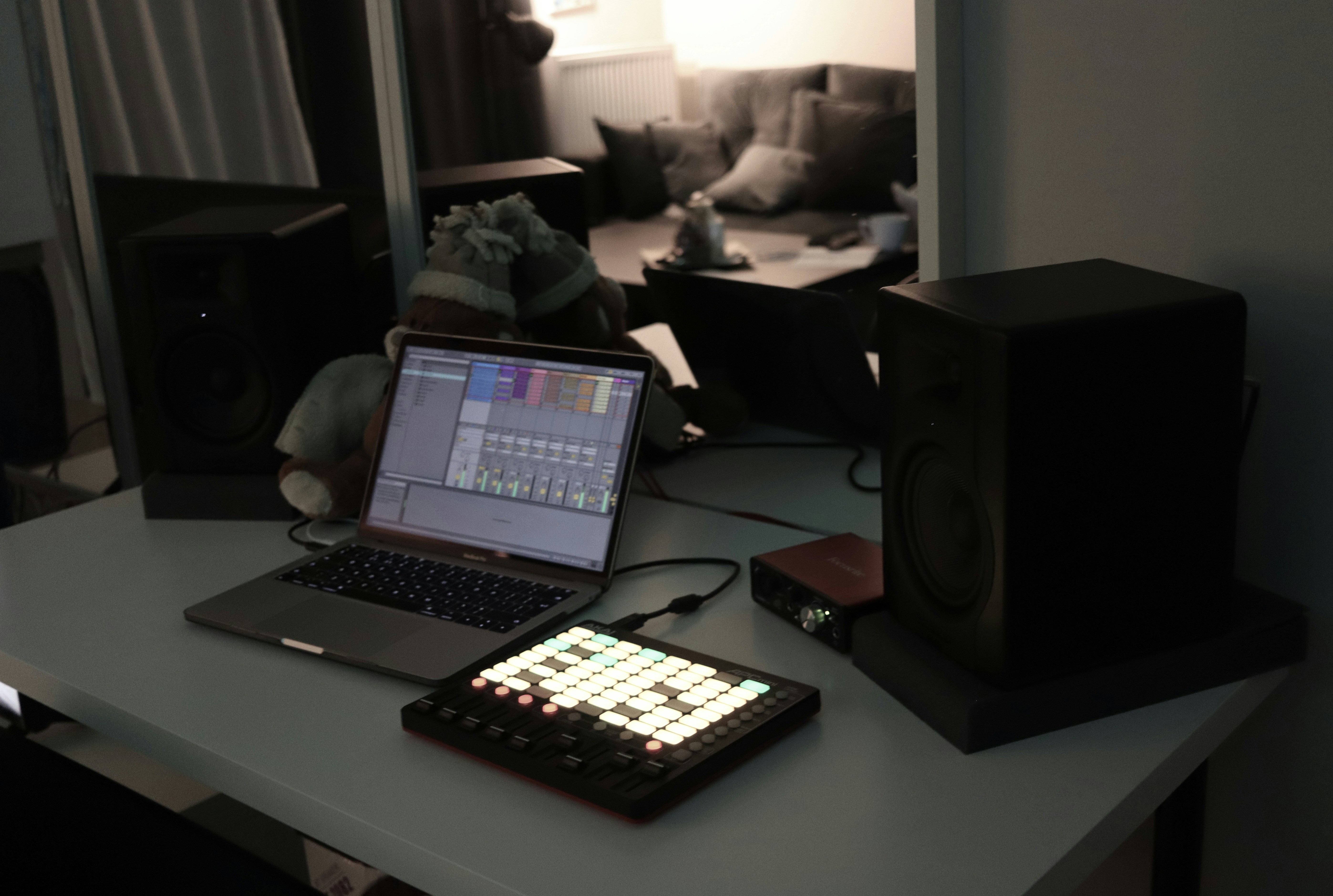 computer desk and music production